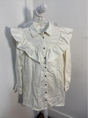 Zara Ruffled Denim Dress Size Medium